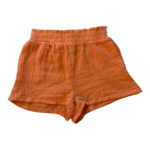 Girls Textured Cotton Shorts 7/8 - Peach Gauze Summer Pull-On w/ Pockets(2605-1)